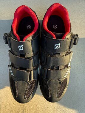 Peloton Cycling Shoes Black Red Size 40 with LOOK Delta Cleats